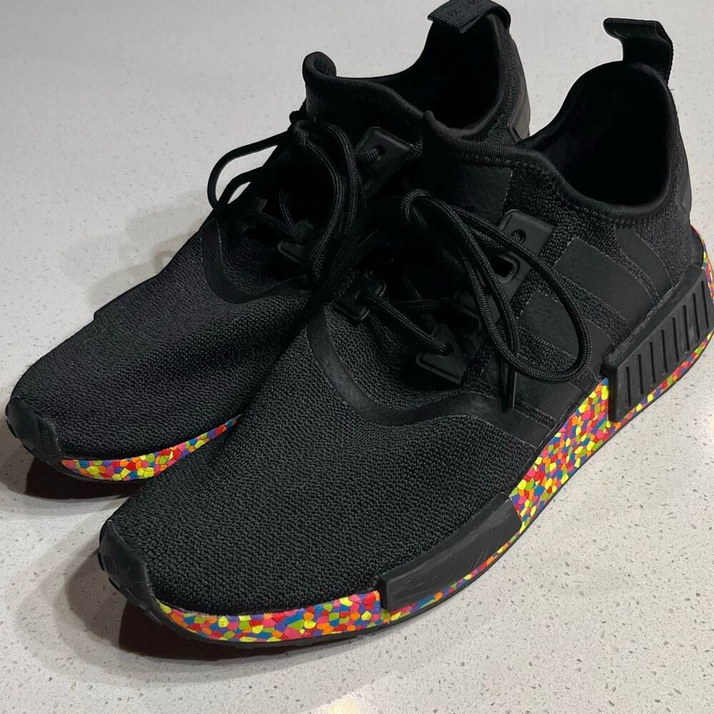 Adidas NMD R1 Mosaic Boost Mens 9 Black Rainbow GZ4613 Sneakers 2022